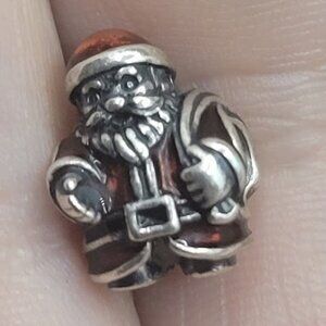 Authentic Pandora S925 ALE Silver Red Enamel Santa Clause Saint Nick Charm